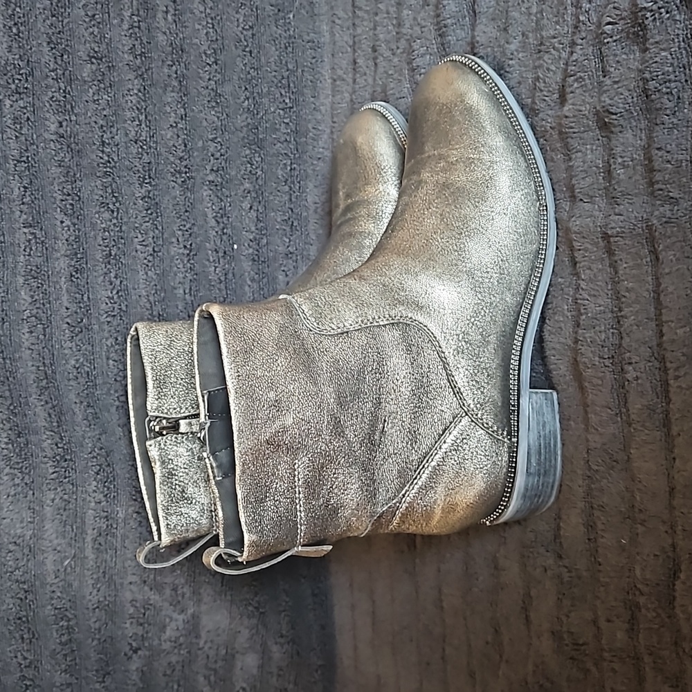 Metallic Silver Ankle Booties - Women